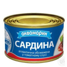 Сардина АКВАМАРИН атлантична обжарена у томатному соусі 0.230 кг, пак