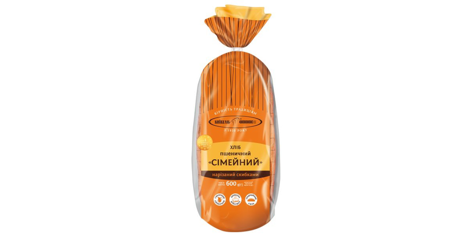Хлеб КИЇВХЛІБ пшеничный Семейный нарезной Вес: 0.600 кг.