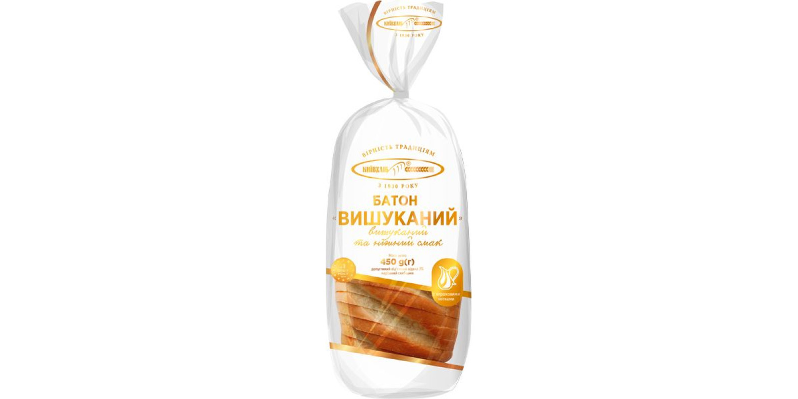 Батон КИЇВХЛІБ розкішно нарізаний 0,450 кг, пакет