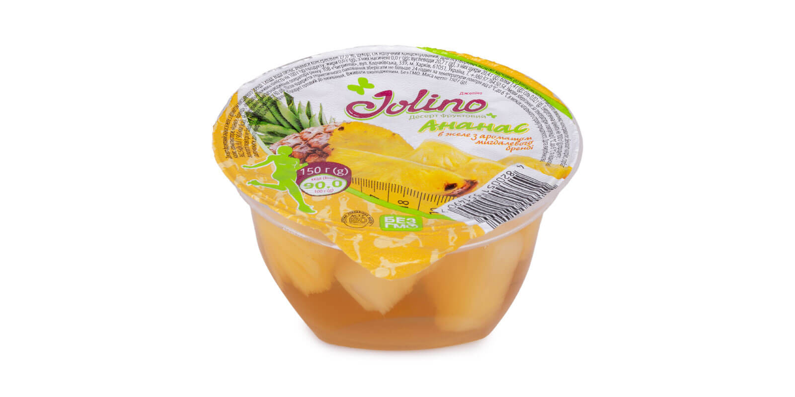 Десерт фруктовий "Ананас у желі з ароматом мигдального бренді" ТМ Jolino 150г. Десерт фруктовий "Ананас у желі з ароматом мигдального бренді" ТМ Jolino 150г.